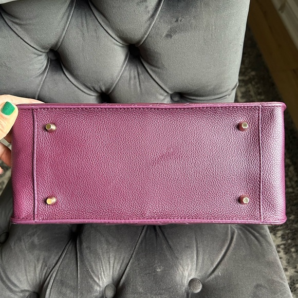 Furla leather top handle bag with extra strap in fun plum color. - Picture 3 of 8